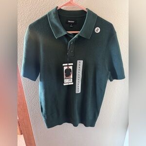 DKNY Men's Dark Green Polo Sweater